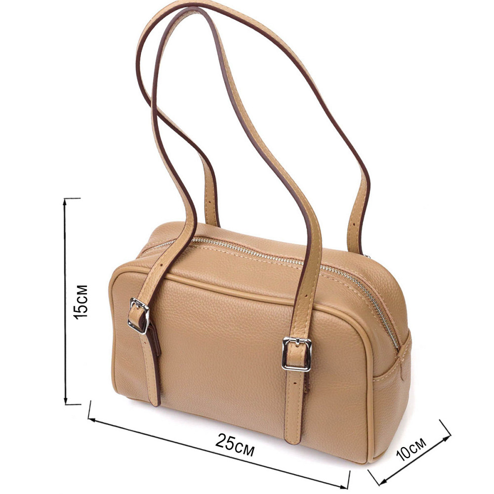 Ділова сумка-клатч зі знімними ручками з натуральної шкіри 22077 Vintage Бежева Київ - фото 3