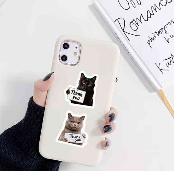 Наклейки Thank you коти 500 шт набір стікерів для упаковки замовлень декору подарунків Київ