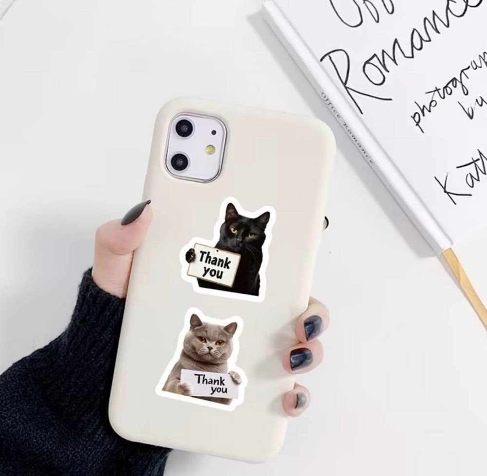 Наклейки Thank you коты 500 шт набор стикеров для упаковки заказов подарков Киев - изображение 4