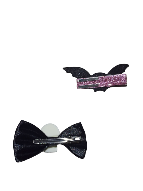 Набір 2 шпильки Кажан і бантик з черепом на Хелловін чорний Київ - фото 2