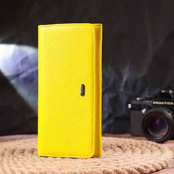 Яскравий молодіжний гаманець із натуральної шкіри флотар Лимонний (CANPELLINI) Київ