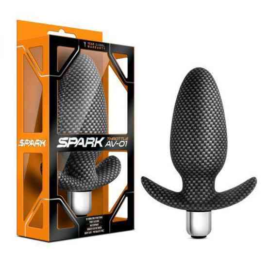 Анальная пробка с вибрацией 3 в 1 BLUSH SPARK THROTTLE AV-01 CARBON FIBER Sex Aura Киев