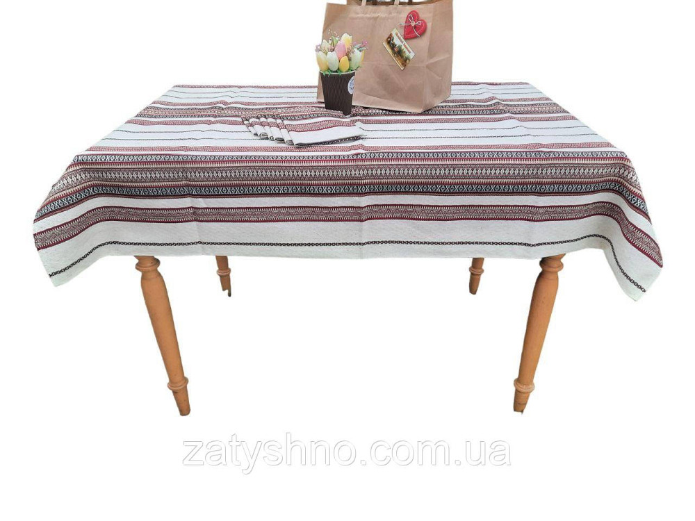 Бордова скатертина з серветками машинна вишивка 230*140 Київ - фото 4