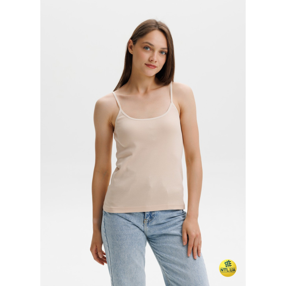 Базова однотонна жіноча майка з бавовни на тонких бретелях Наталюкс 21-2101 3XL Киев - изображение 1