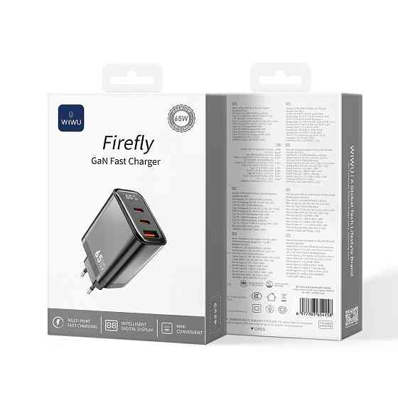 Мережевий зарядний пристрій WIWU 65W Firefly GaN Fast Charger 2C+1A Wi-G012 EU Grey Одеса