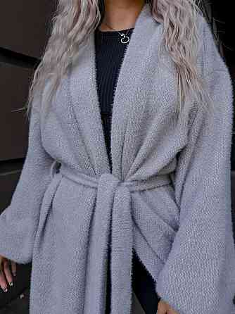 Женский теплый длинный кардиган на запах плотная альпака Одесса