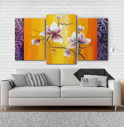 Модульна картина Абстракція Квіти (53х100см) Art-163_3 Київ