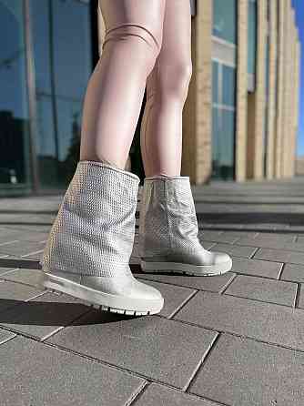 Черевики жіночі Kluchini срібні натуральна шкіра платформа 10см (3567) (4182) Коломыя