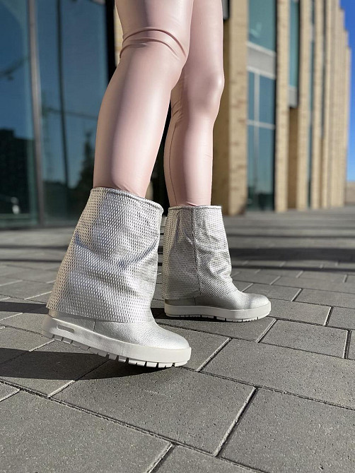 Черевики жіночі Kluchini срібні натуральна шкіра платформа 10см (3567) (4182) Коломия - фото 4