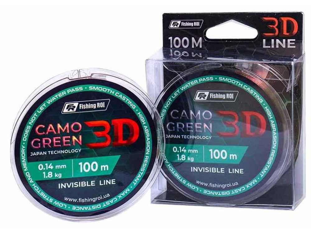Лiска 3D Camo Green 0,14мм 1,8кг 100м 721-010-014 ТМ FISHING ROI Киев - изображение 1