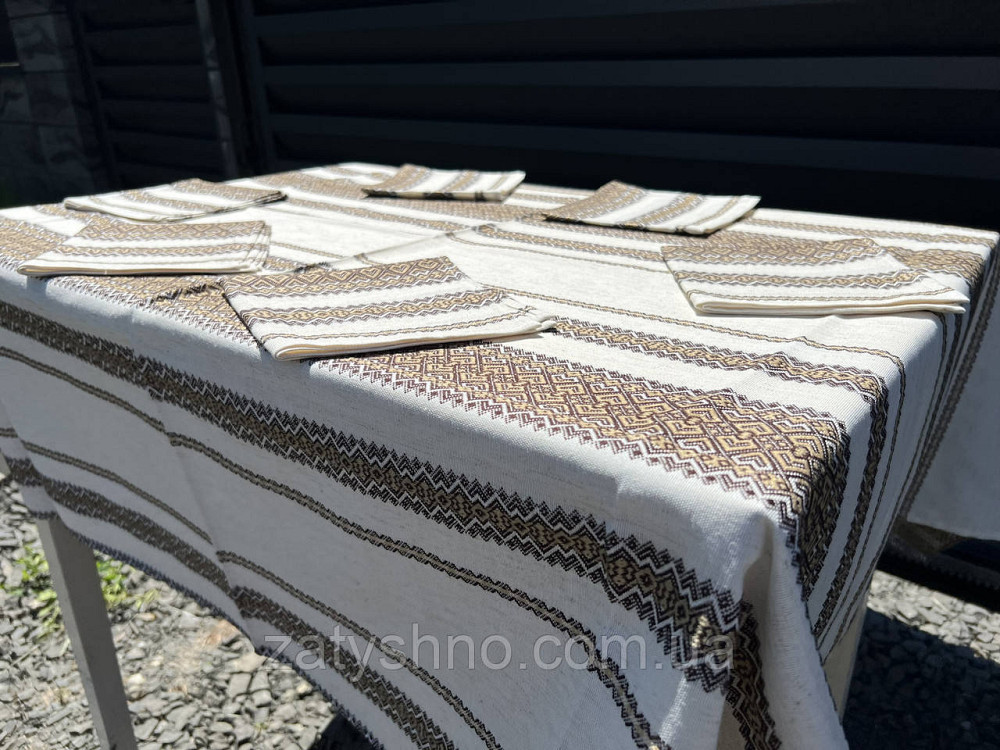 Вишита скатертина з серветками кавова Київ - фото 2