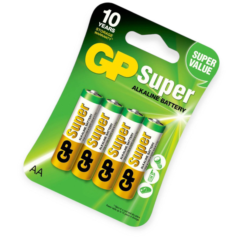 Батарейка AA лужна 1.5V пальчик GP Super Alkaline 4шт блістер Мукачево - фото 1