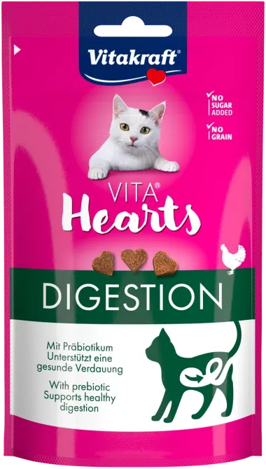 Мягкое лакомство сердечка для кошек Витакрафт Vitakraft Hearts Digestion с курицей и пребиотиками для поддержания пищеварения, 40г Винница - изображение 1