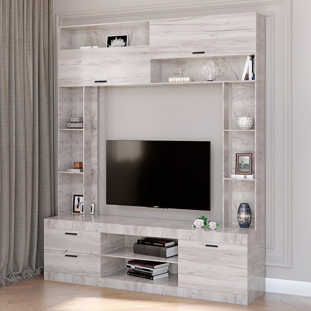 Стінка у вітальню Еверест Соната дуб крафт білий (DTM-2713) Дніпро - фото 1