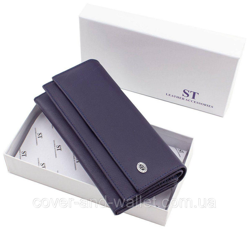Черный женский кожаный кошелек с визитницей ST 9-103 Киев - изображение 6