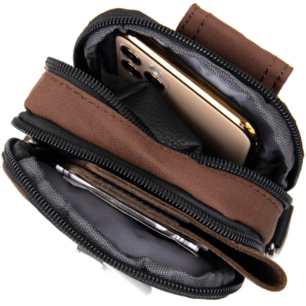 Сумка на пояс нейлон Vintage 20648 Коричневая Киев - изображение 5