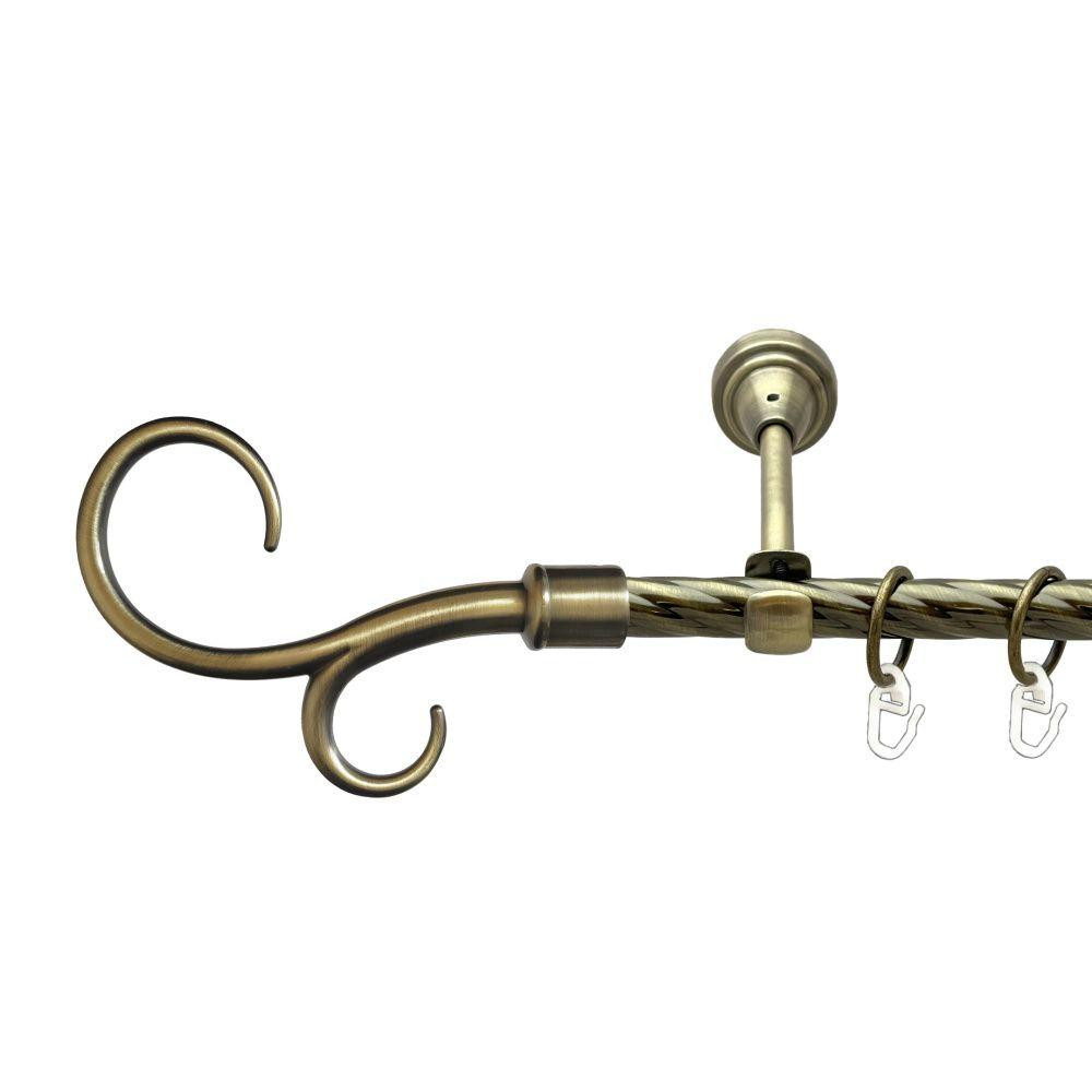 Карниз Orvit Гак Подвійний металевий однорядний відкритий скручена труба кільце металеве Антик 16 мм 240 см (00-00022303) Львів - фото 1