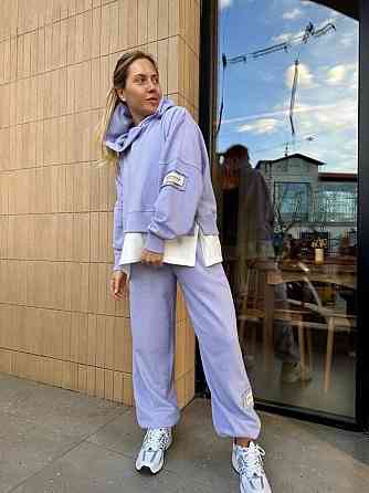 Стильний костюм жіночий з імітацією футболки, тринитка на флісі Бузок Одеса