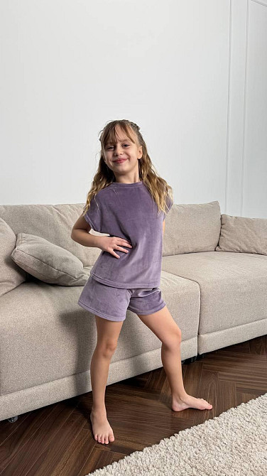 Дитяча піжама з плюш-велюру Ліловий 122-128 Харків - фото 1