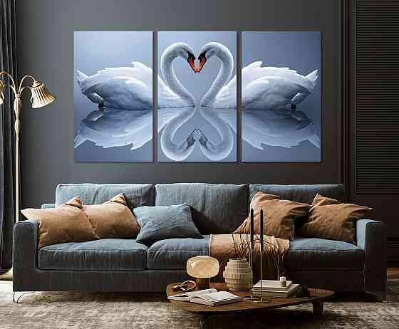 Модульная картина в гостиную / спальню  Лебеді    ART-025_3A 100х150 см Киев