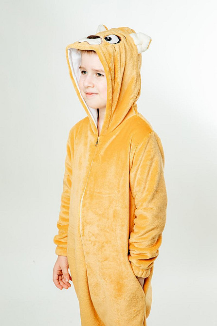 Дитяча піжама-кигурумі дитячий і підлітковий Собачка, карамельний, топ Київ - фото 3