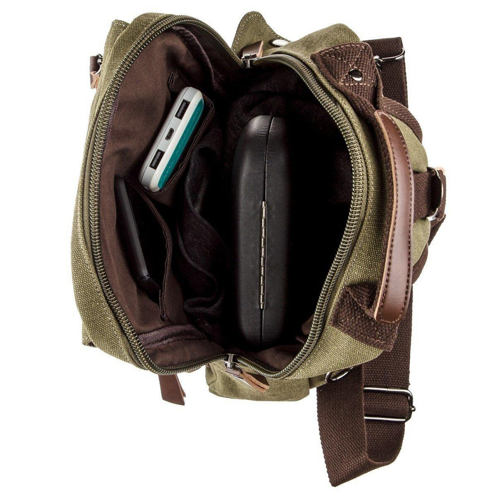 Сумка-рюкзак на одно плечо Vintage 20141 Оливковая Киев - изображение 8