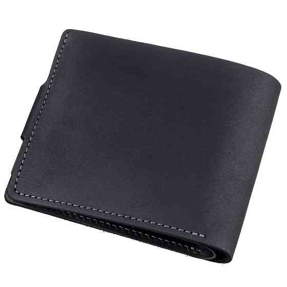 Компактне чоловіче портмоне в вінтажному стилі GRANDE PELLE 11228 Чорне Київ