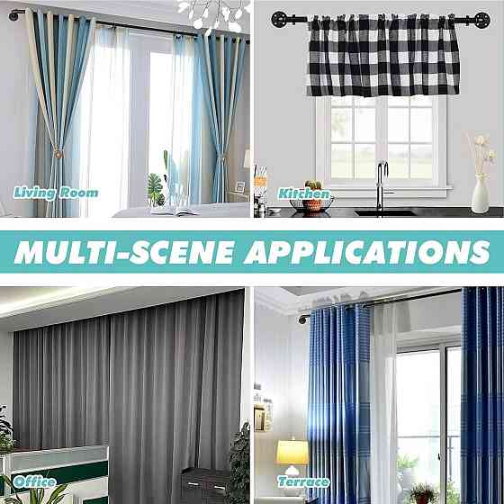 Карниз телескопічний CLG-S 80–220 см чорний металевий для штор настінний розсувний (телескопічні, торцеві, для вікон, ванної, Київ