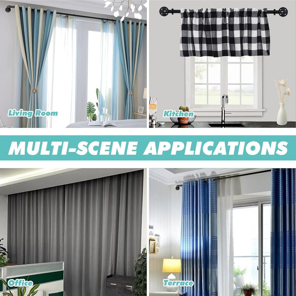 Карниз телескопічний CLG-S 80–220 см чорний металевий для штор настінний розсувний (телескопічні, торцеві, для вікон, ванної, Київ - фото 2