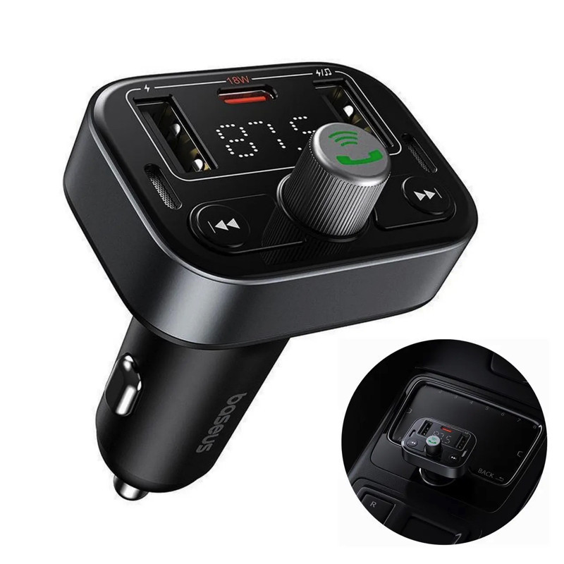 АЗП з FM-модулятором Baseus S-09 Pro Series Car FM Transmitter Cluster Black Київ - фото 10