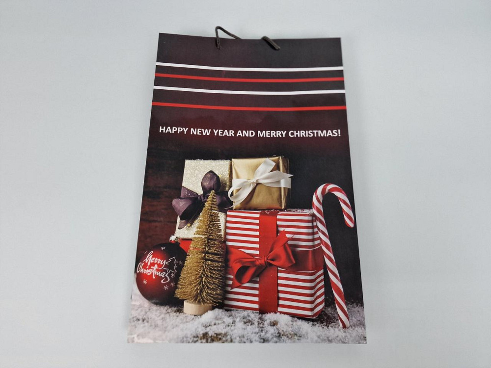 Великий паперовий пакет вертикальний 25/37/8 новорічний -021 (12 шт.) Харків - фото 2