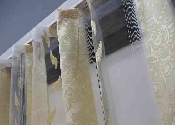 Тюль VR-Textil 1812т Бамбук с вышивкой и бархатом Айвори 400х270 см (42-0336) Киев