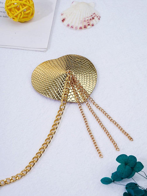 Пестис-сердечки с кисточками и чокером JSY Nipple Sticker RT236114 Golden Sex Aura Киев - изображение 3