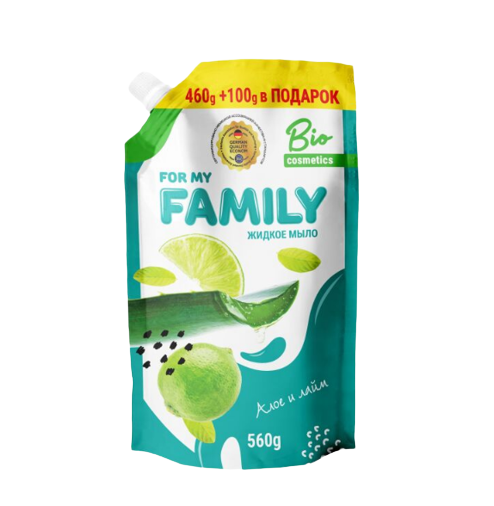 Рідке мило Очищувальна дія 560мл (дой-пак) Алоє та лайм For my family Житомир - фото 3