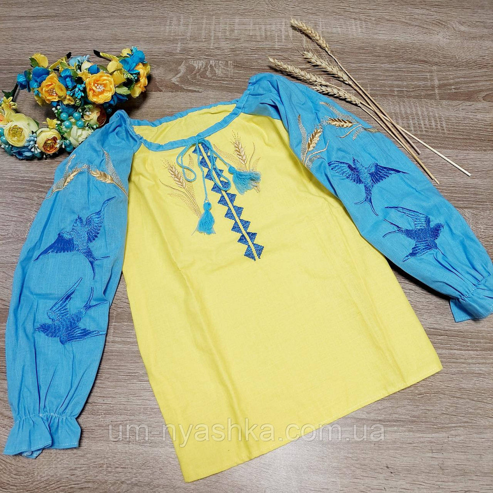 Дитяча натуральна вишита блузка з ластівками та колосками Кривий Ріг - фото 4