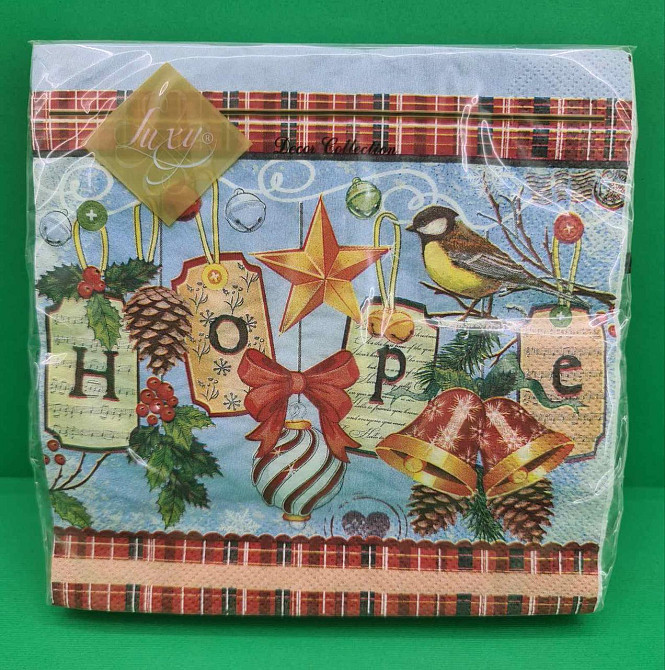 Новогодняя бумажная салфетка (ЗЗхЗЗ, 20шт) LuxyНГ Праздничная надежда(1238) (1 пачка) Харьков - изображение 1