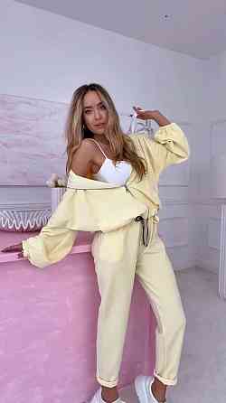 Женский прогулочный костюм двойка двунитка Желтый, 48/52 Одесса