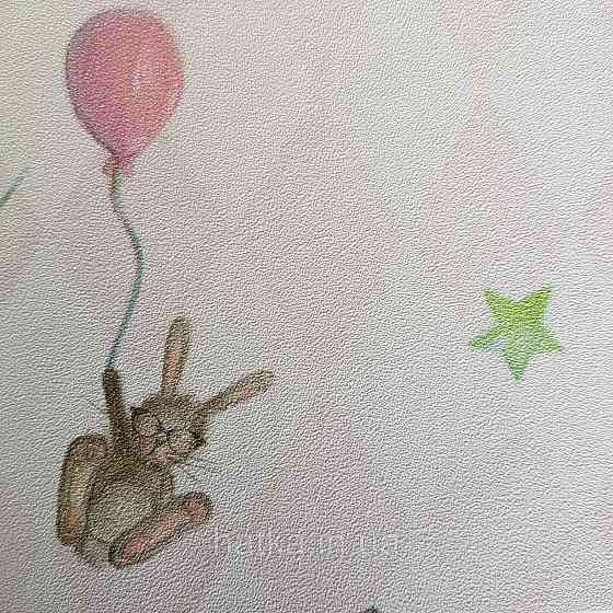 Флізелінові шпалери дитячі BN Doodleedo 0,53 х 10 м цирк тварини слони зайці птиці повітряні кулі рожеві Київ