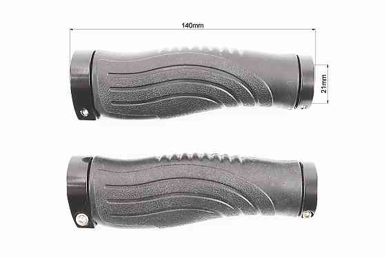 Ручки керма 140мм з затискачем Lock-On з двох сторін, ергономічні, чорні TPR-081 Киев