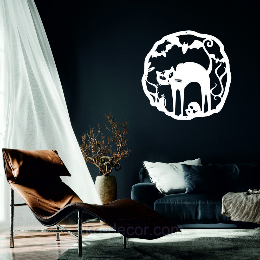 Декоративное настенное 3D Панно «Хэллоуин», Декор на стену с объемом 90*90 см, Белый Киев - изображение 1