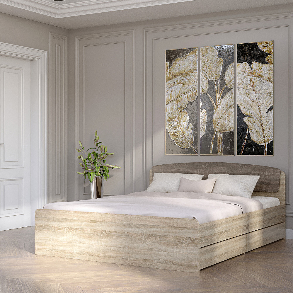 Двуспальная кровать Эверест Астория с двумя ящиками 160х200 см сонома/трюфель (DTM-2489) Львов - изображение 1