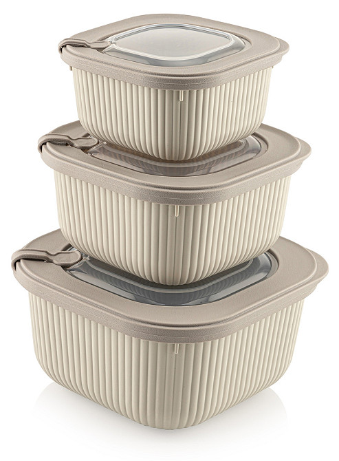 Набір контейнерів Idea Home 00685 Line Box Bej 0.6/1.1/1.8 (00685 Bej) (7180067) Київ - фото 1