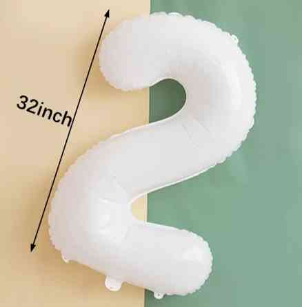 Шарик цифра 2 праздничная 32 дюйма белый Киев
