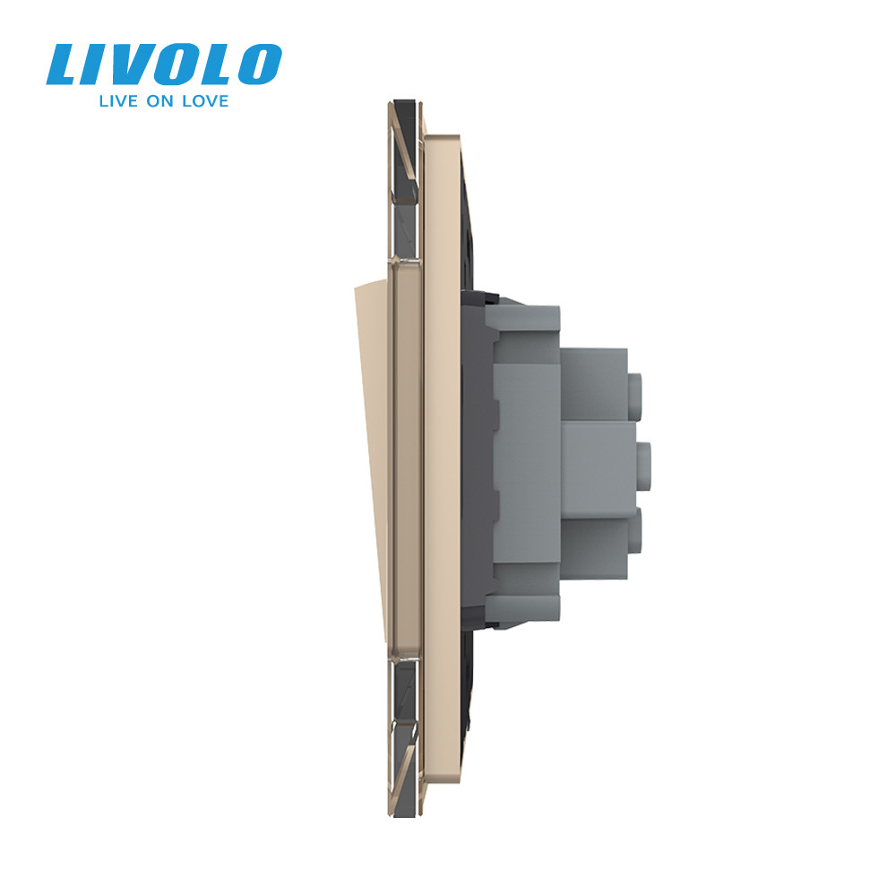 LIVOLO Одноклавішний прохідний вимикач Livolo золото скло (VL-С7FCMKS-2AP) Коломыя - изображение 2