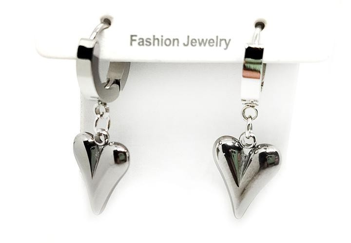 Серьги женские серебристые Сердечки Киев - изображение 1