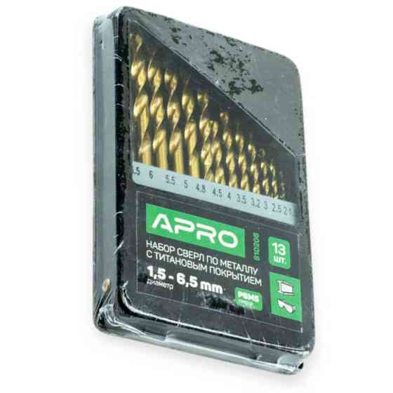 Набір свердл по металу Р6М5 титан 13шт (1,5-6,5 мм) метал. футляр Мукачево