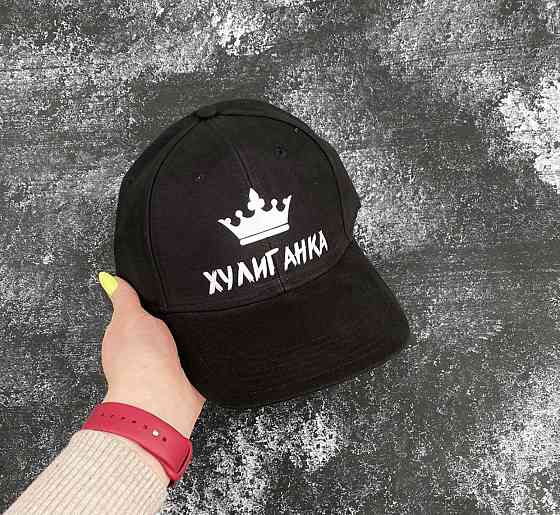 Чорна бавовняна Кепка/Бейсболка з принтом — ХУЛІГАНКА Чернівці