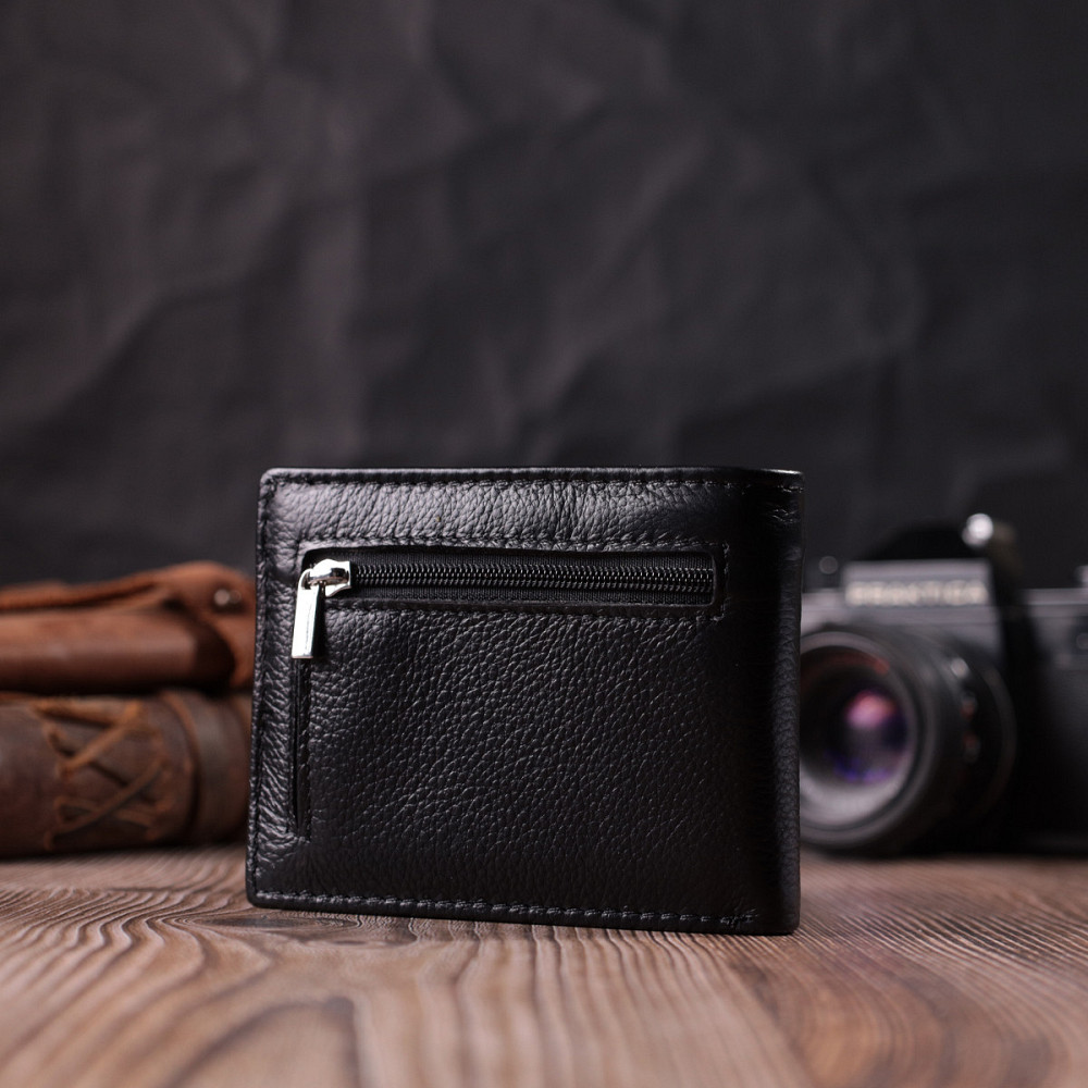 Шкіряний гаманець з металевим затискачем, чорний (ST Leather) Київ - фото 19
