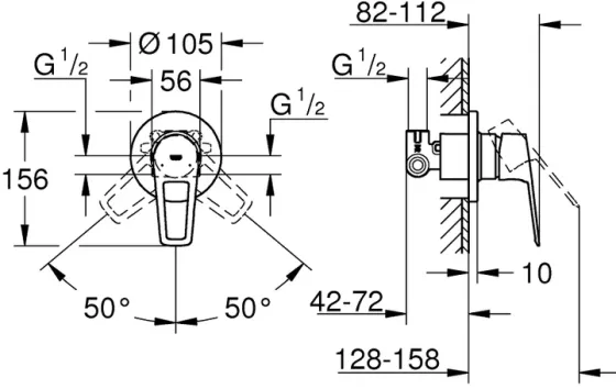 Смеситель скрытого монтажа для душа GROHE BAULOOP (29042001) Киев