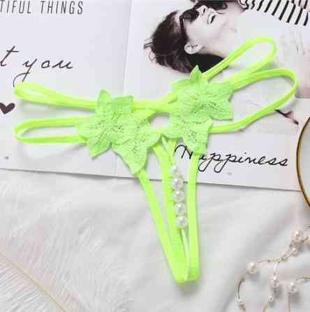 Трусики з доступом та перлинами жіночі універсальний салатовий Київ